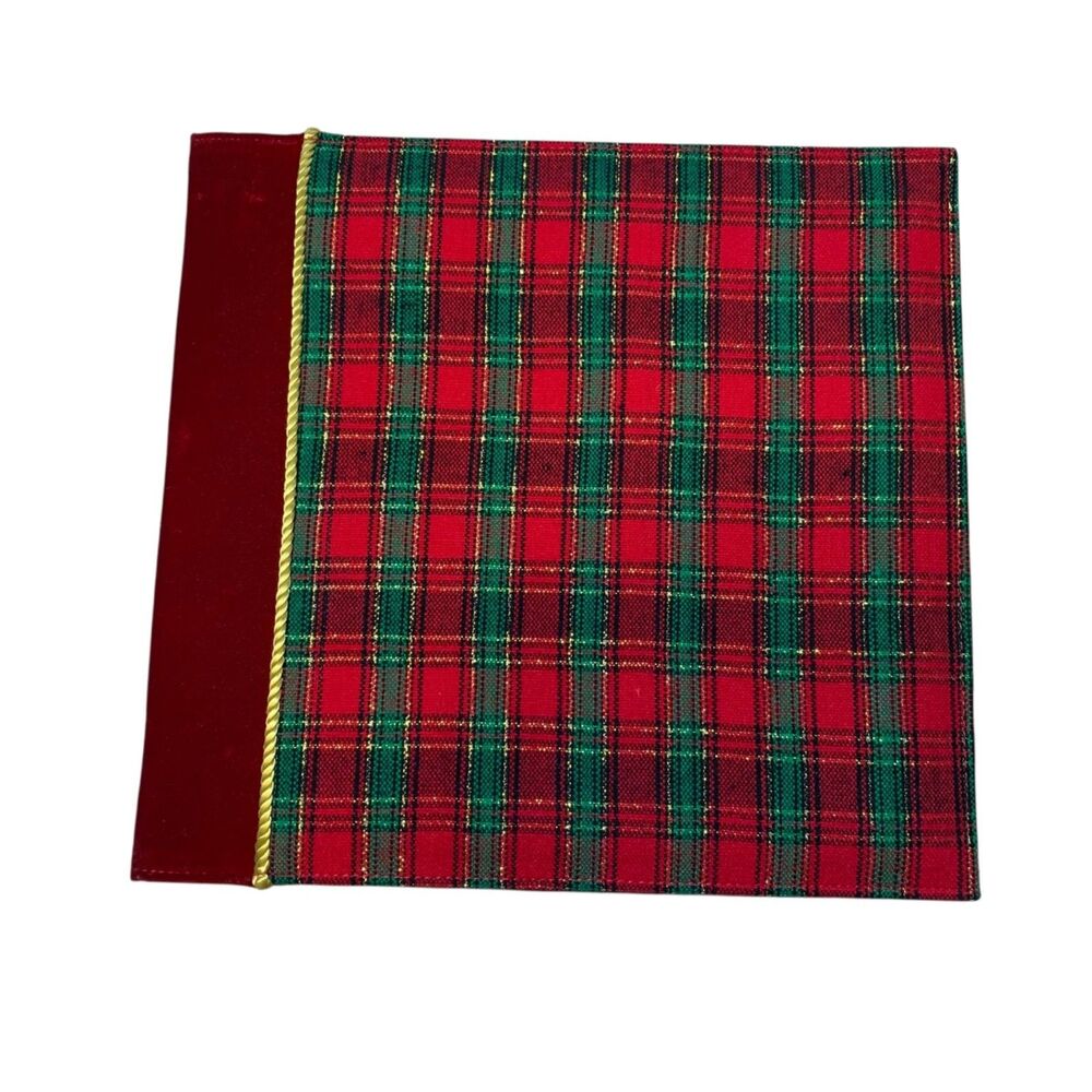 Red Velvet Plaid with Gold Rope Trim Scrapbook with Extra pages included Holiday